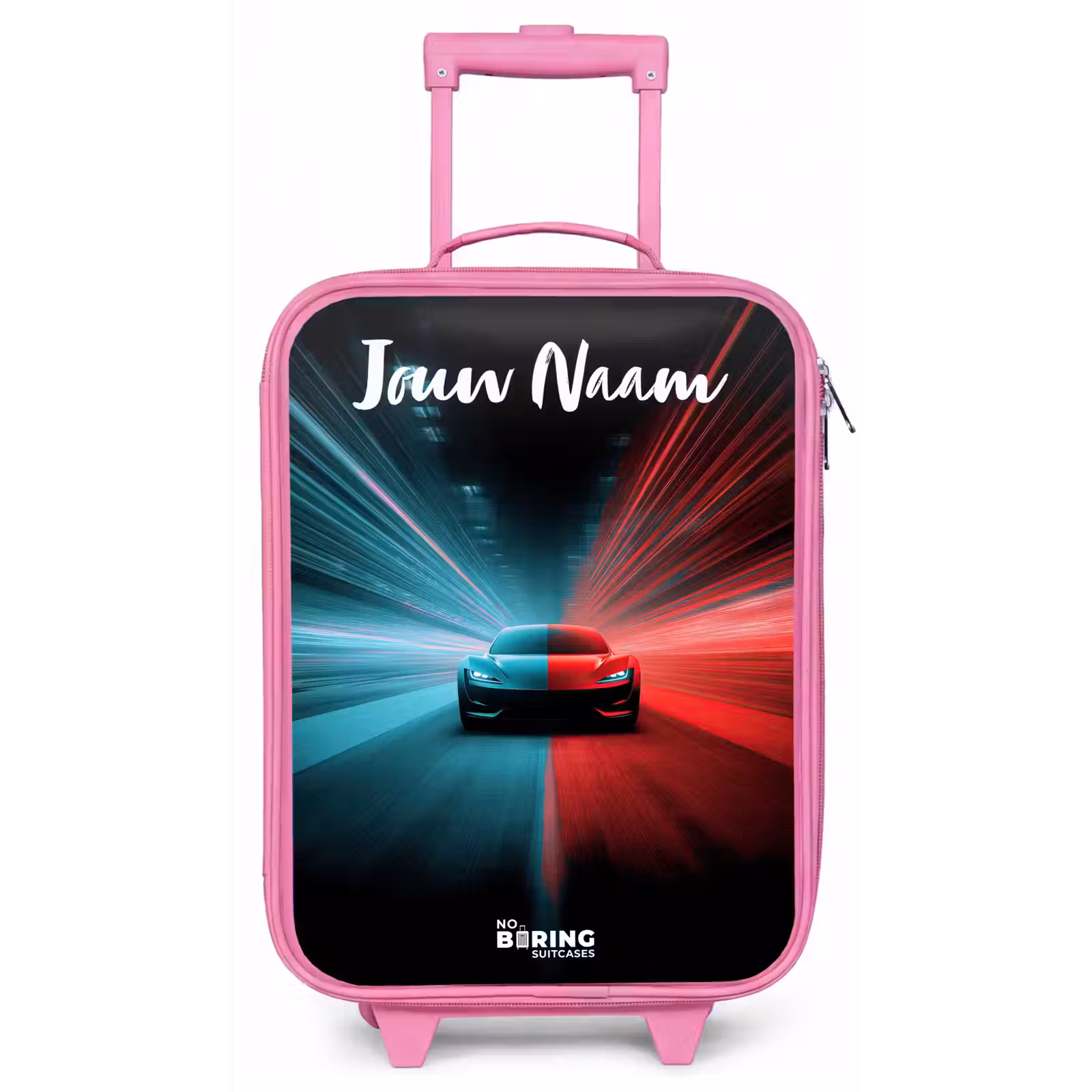 Kinderkoffer met naam - Roze - Sportauto - Blauw - Neon - Stad — 1