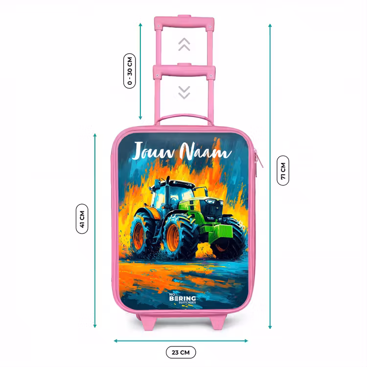 Kinderkoffer met naam - Roze - Abstract - Tractor - Groen — 5