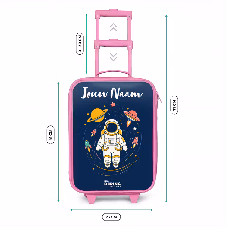 Kinderkoffer met naam - Roze - Astronaut - Planeet - Sterren - Raket — 5