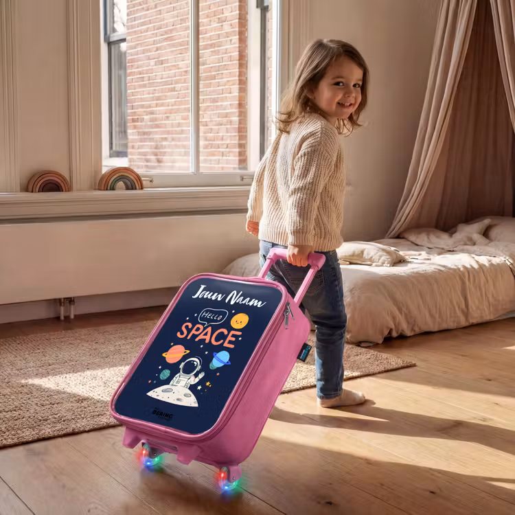Kinderkoffer met naam - Roze - Astronaut - Quote - Planeten - Sterren — 3