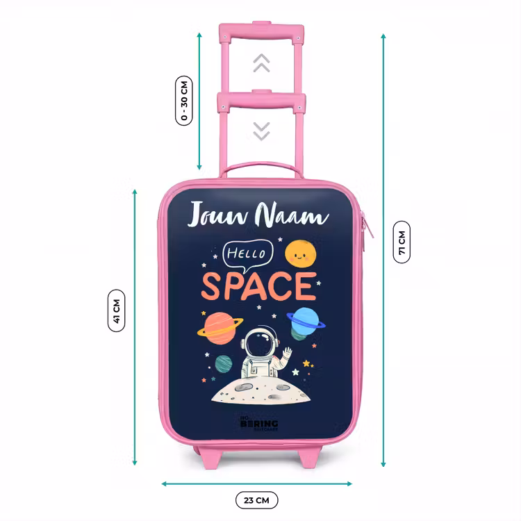 Kinderkoffer met naam - Roze - Astronaut - Quote - Planeten - Sterren — 5