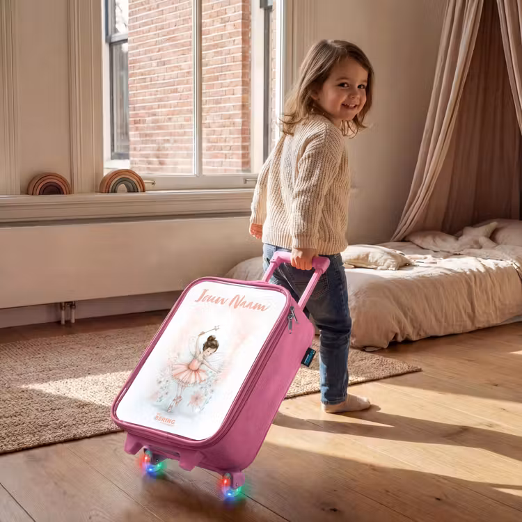 Kinderkoffer met naam - Roze - Ballerina - Elf - Fee — 3