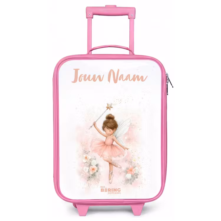 Kinderkoffer met naam - Roze - Ballerina fee in roze — 1