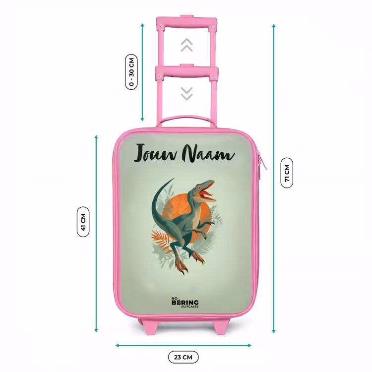 Kinderkoffer met naam - Roze - Dier - Dino - Natuur — 5