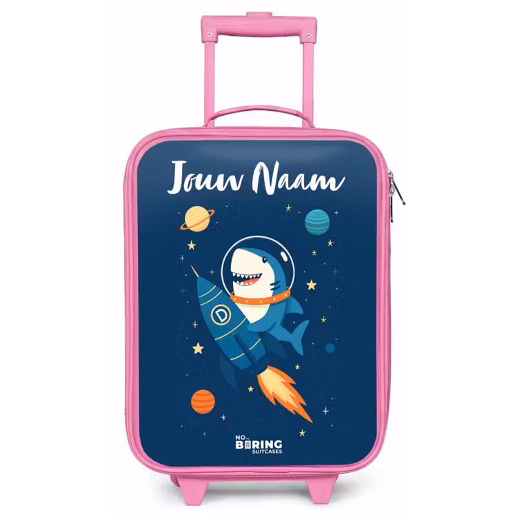 Kinderkoffer met naam - Roze - Dier - Ruimte - Planeet - Raket — 1