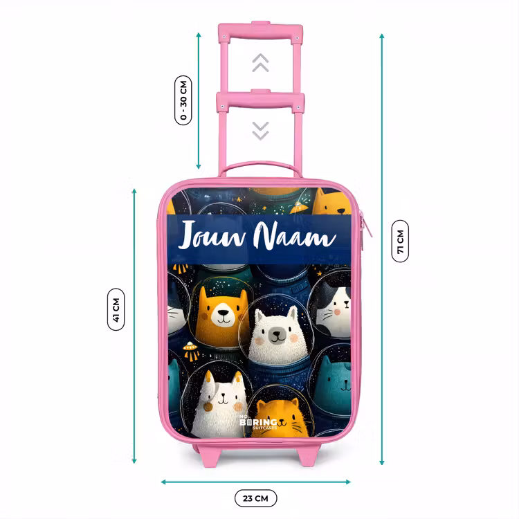 Kinderkoffer met naam - Roze - Dieren - Sterren - Planeten - Astronaut — 5