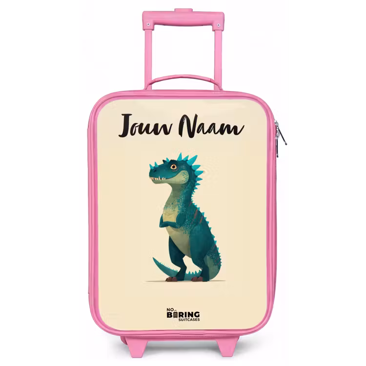 Kinderkoffer met naam - Roze - Dino - Dier - Blauw - Groen — 1