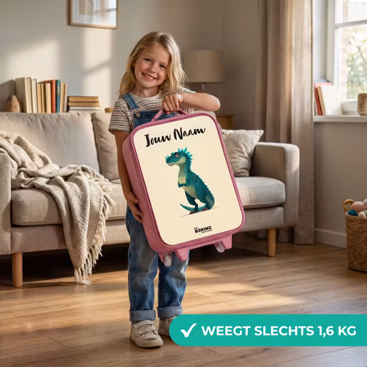 Kinderkoffer met naam - Roze - Dino - Dier - Blauw - Groen — 2