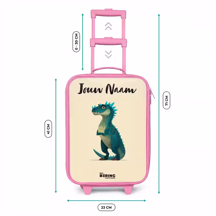 Kinderkoffer met naam - Roze - Dino - Dier - Blauw - Groen — 5