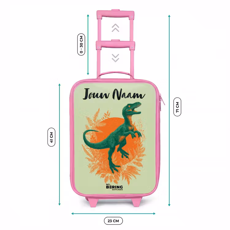 Kinderkoffer met naam - Roze - Dino - Natuur - Groen — 5