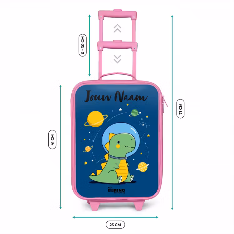 Kinderkoffer met naam - Roze - Dino - Planeet - Ster - Blauw — 5