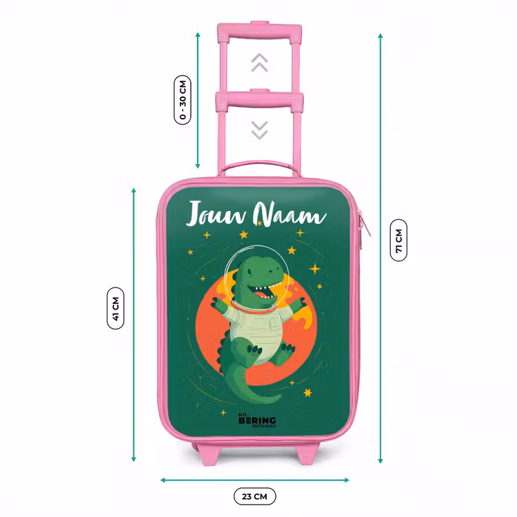 Kinderkoffer met naam - Roze - Dino - Planeet - Sterren - Groen — 5
