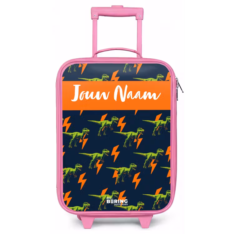 Kinderkoffer met naam - Roze - Dinos - Bliksem - Dieren - Blauw — 1