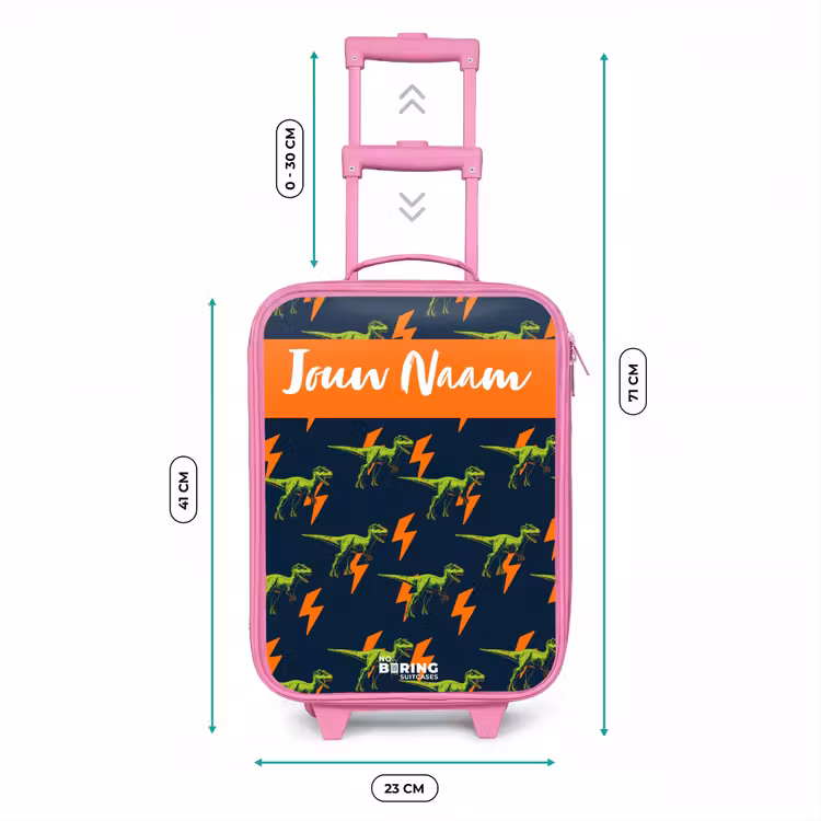 Kinderkoffer met naam - Roze - Dinos - Bliksem - Dieren - Blauw — 5