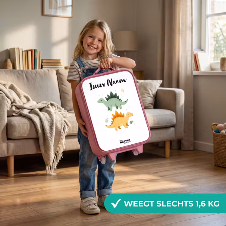 Kinderkoffer met naam - Roze - Dinos - Dieren - Groen - Oranje — 2