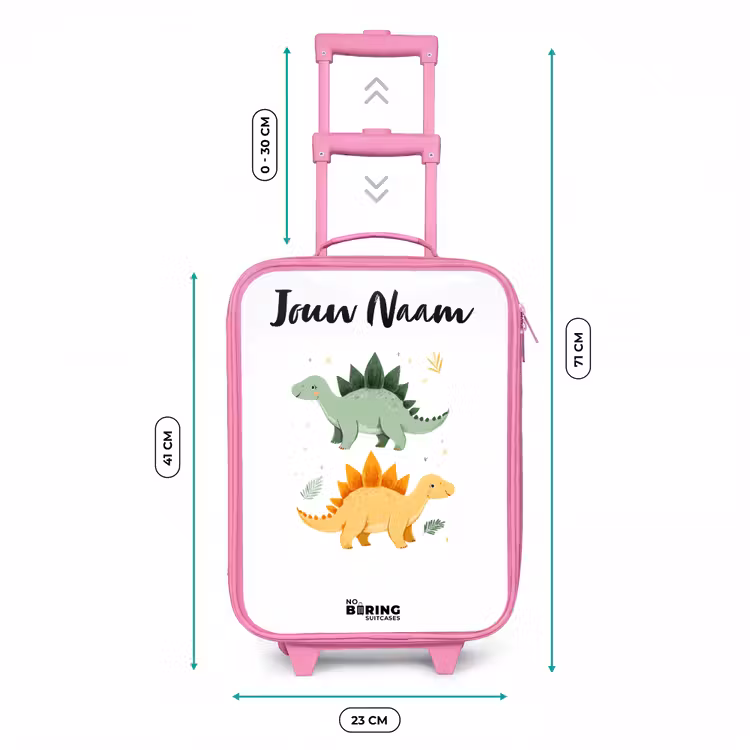 Kinderkoffer met naam - Roze - Dinos - Dieren - Groen - Oranje — 5