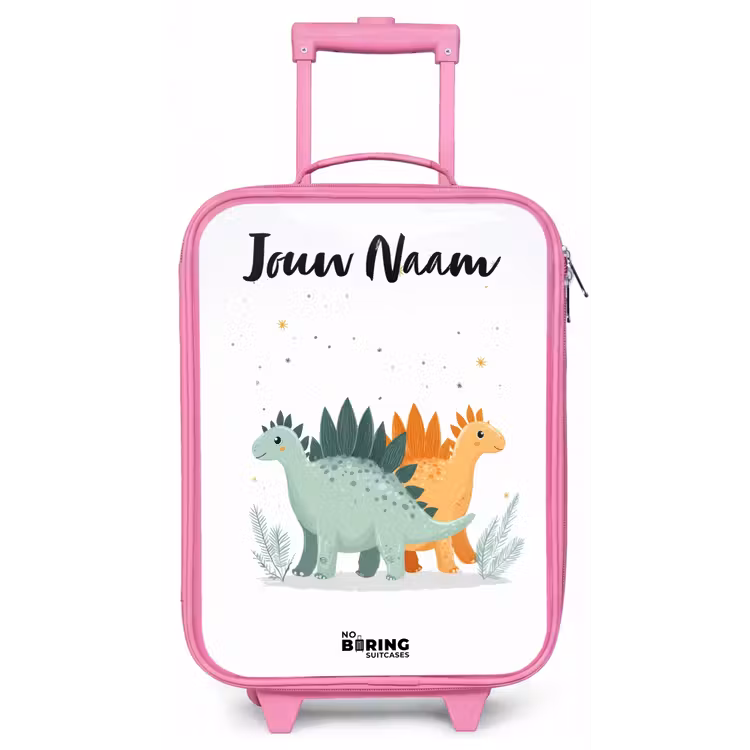 Kinderkoffer met naam - Roze - Dinos - Dieren - Sterren — 1