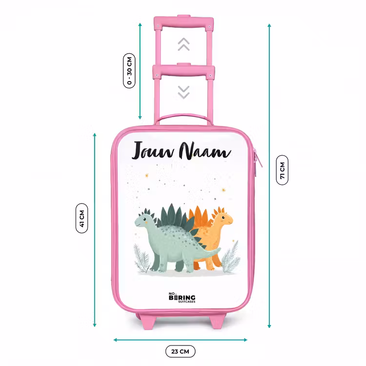 Kinderkoffer met naam - Roze - Dinos - Dieren - Sterren — 5