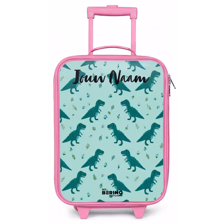 Kinderkoffer met naam - Roze - Dinos - Patroon - Groen — 1
