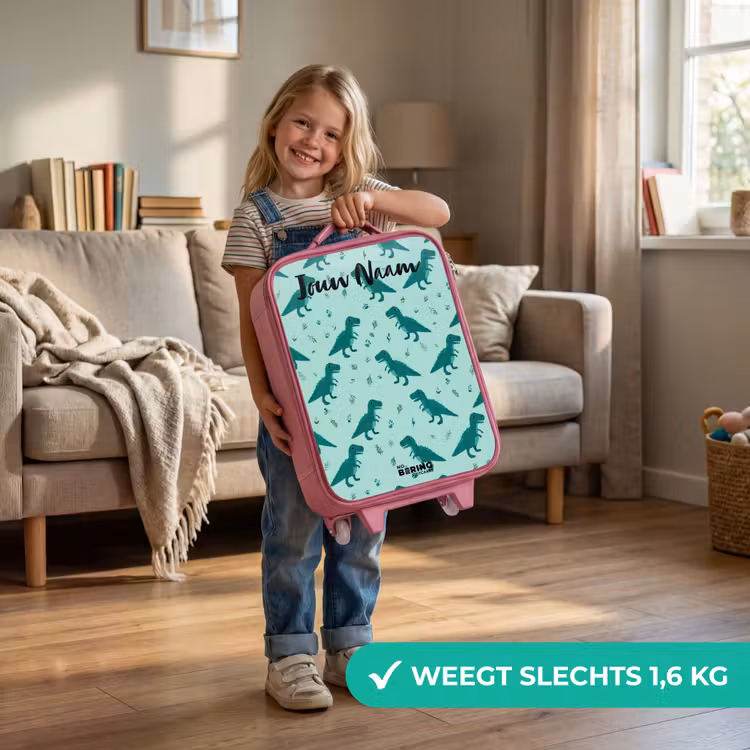 Kinderkoffer met naam - Roze - Dinos - Patroon - Groen — 2