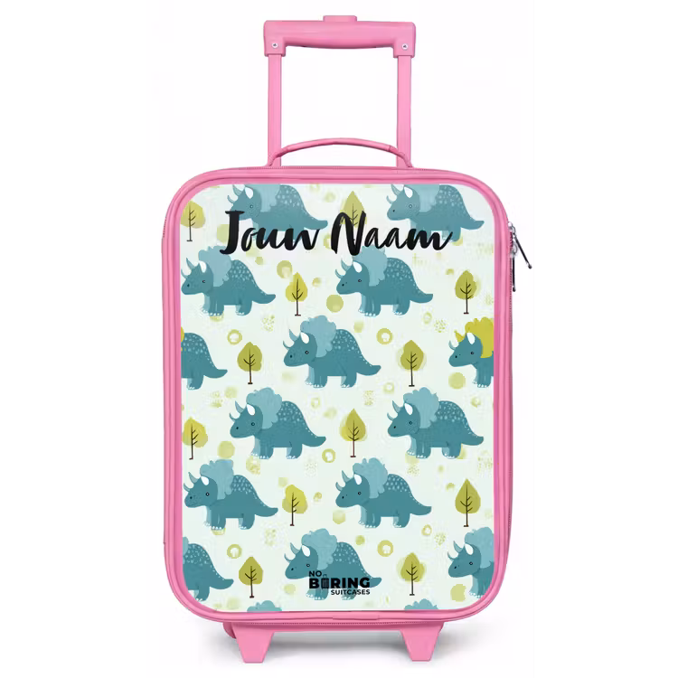 Kinderkoffer met naam - Roze - Dinos - Patroon - Natuur — 1