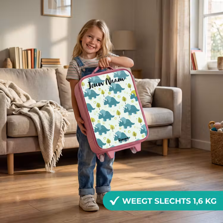 Kinderkoffer met naam - Roze - Dinos - Patroon - Natuur — 2