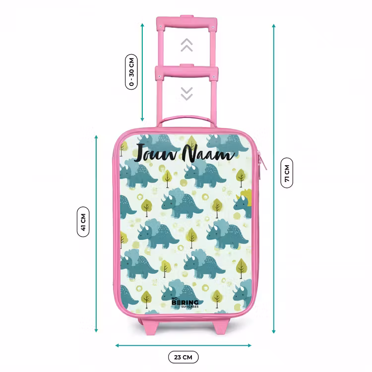 Kinderkoffer met naam - Roze - Dinos - Patroon - Natuur — 5