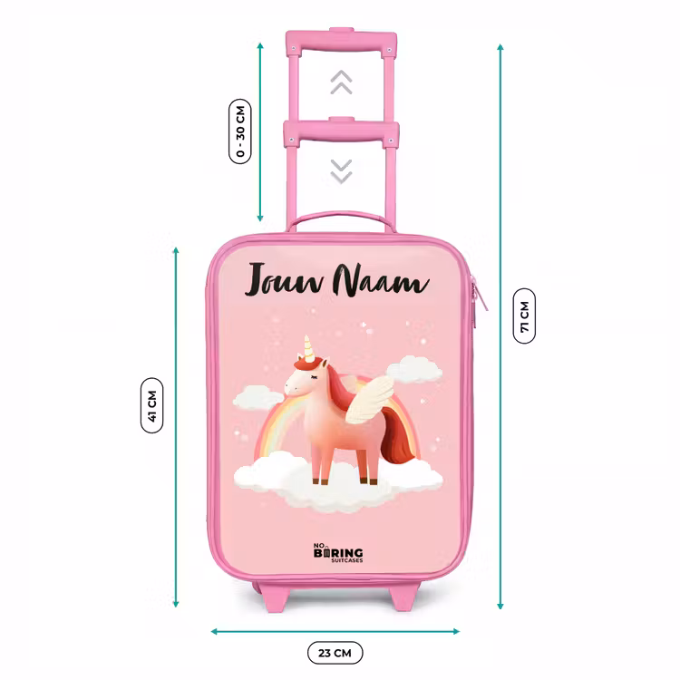 Kinderkoffer met naam - Roze - Eenhoorn - Vleugels - Roze - Regenboog — 5