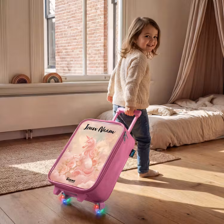 Kinderkoffer met naam - Roze - Eenhoorn - Wolken - Roze — 3