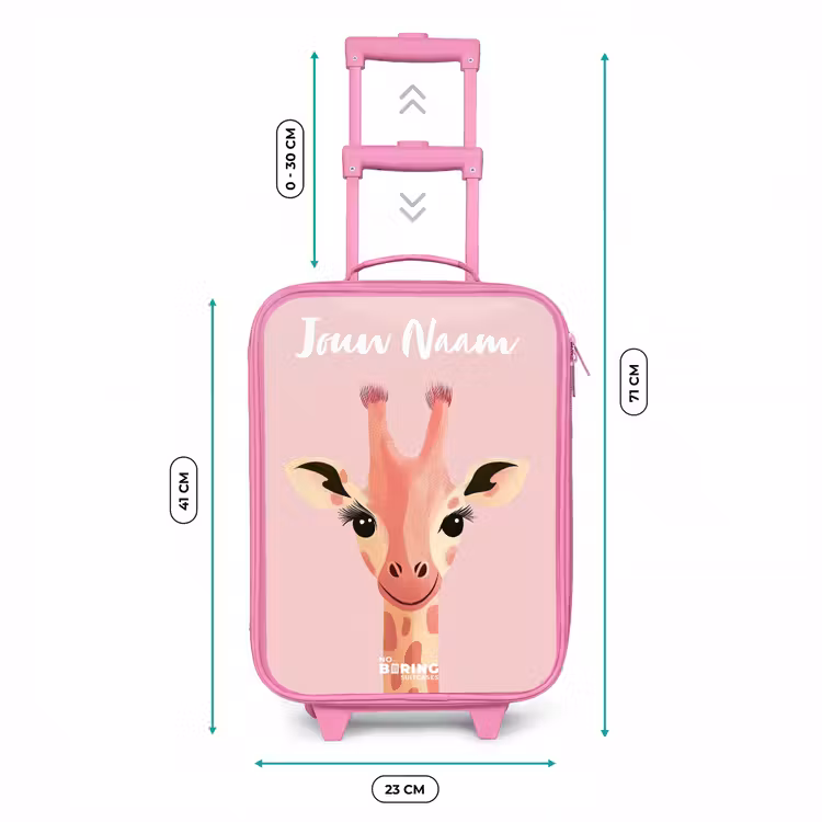 Kinderkoffer met naam - Roze - Giraffe - Wimpers - Minimalistisch - Roze — 5