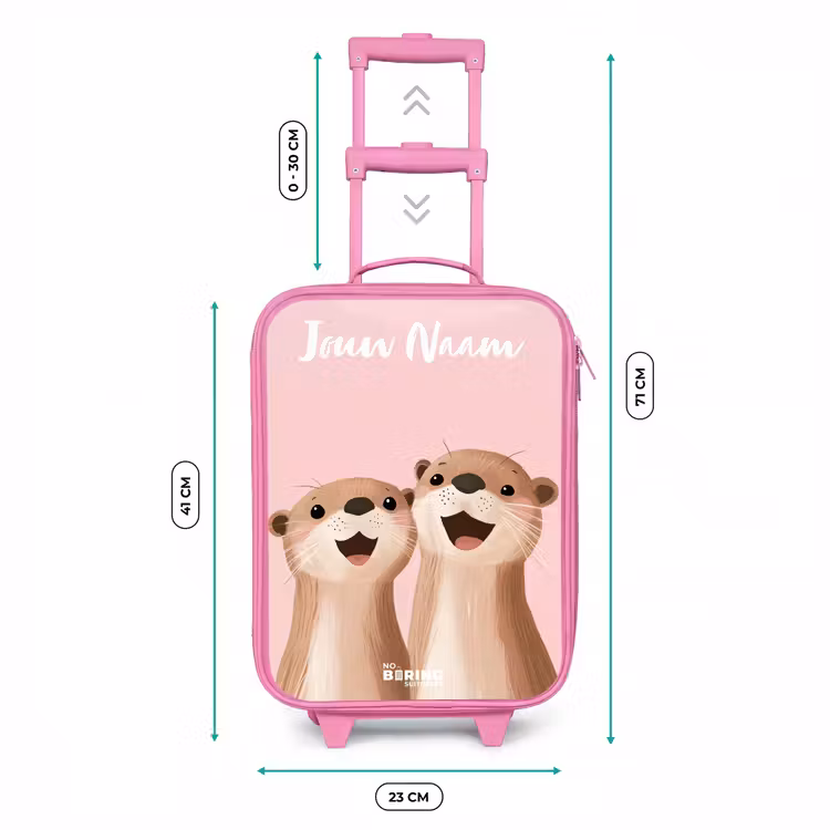 Kinderkoffer met naam - Roze - Glimlach - Otters - Roze - Illustratie — 5