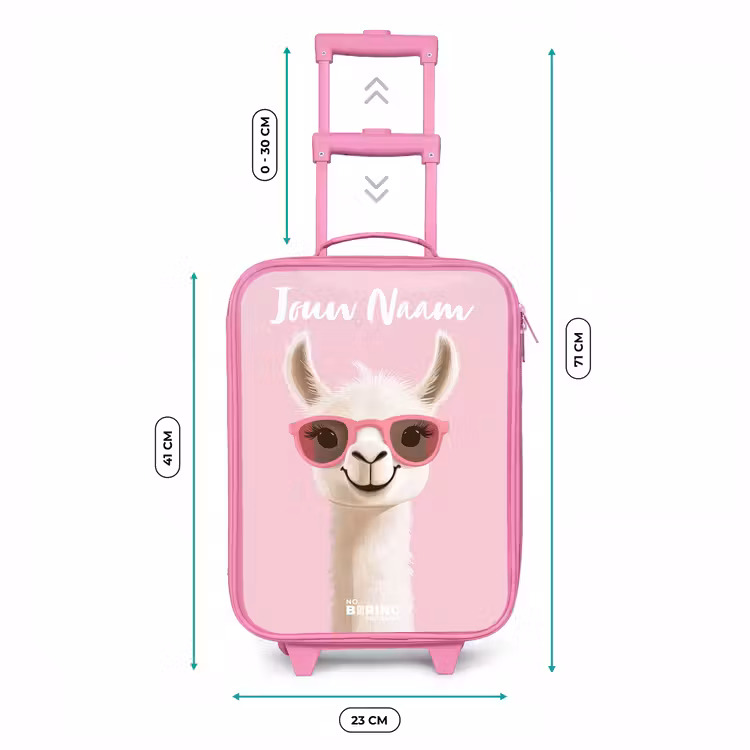 Kinderkoffer met naam - Roze - Lama - Wit - Zonnebril - Wimpers — 5