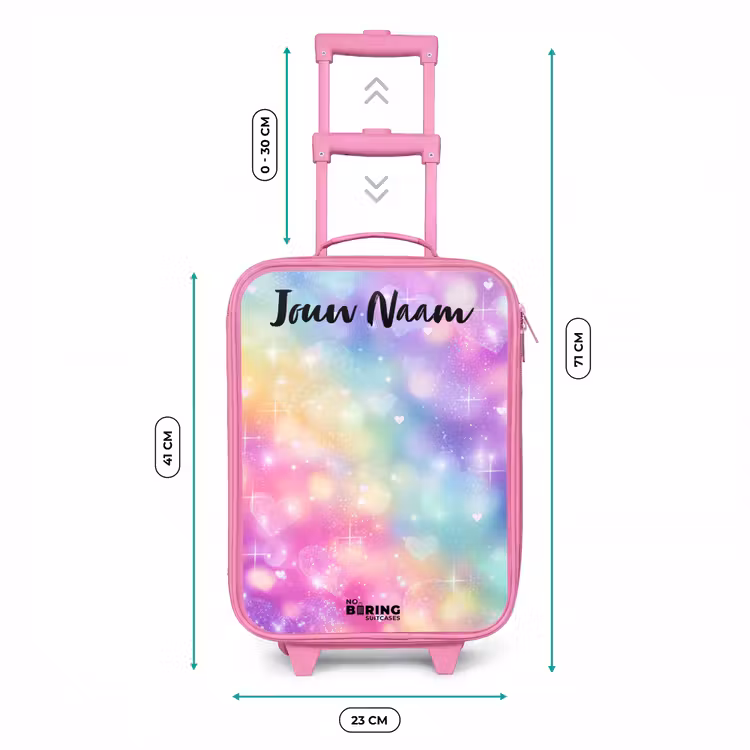 Kinderkoffer met naam - Roze - Licht - Regenboog - Hartjes — 5