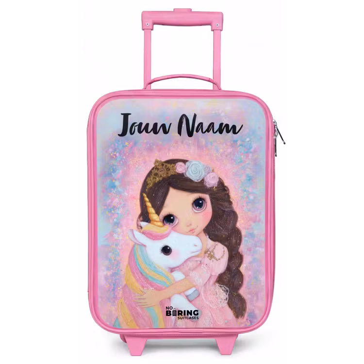Kinderkoffer met naam - Roze - Meisje - Eenhoorn - Glitter — 1