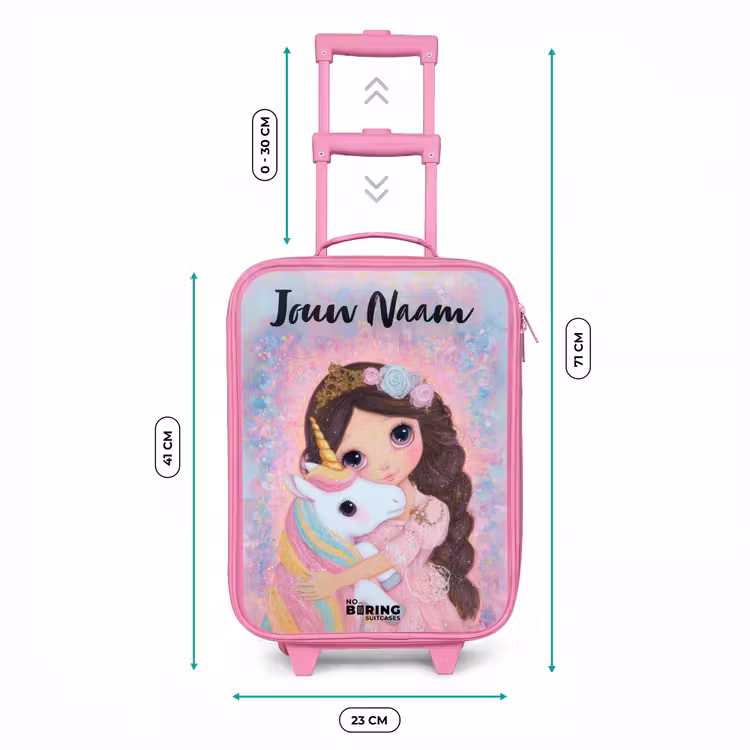 Kinderkoffer met naam - Roze - Meisje - Eenhoorn - Glitter — 5