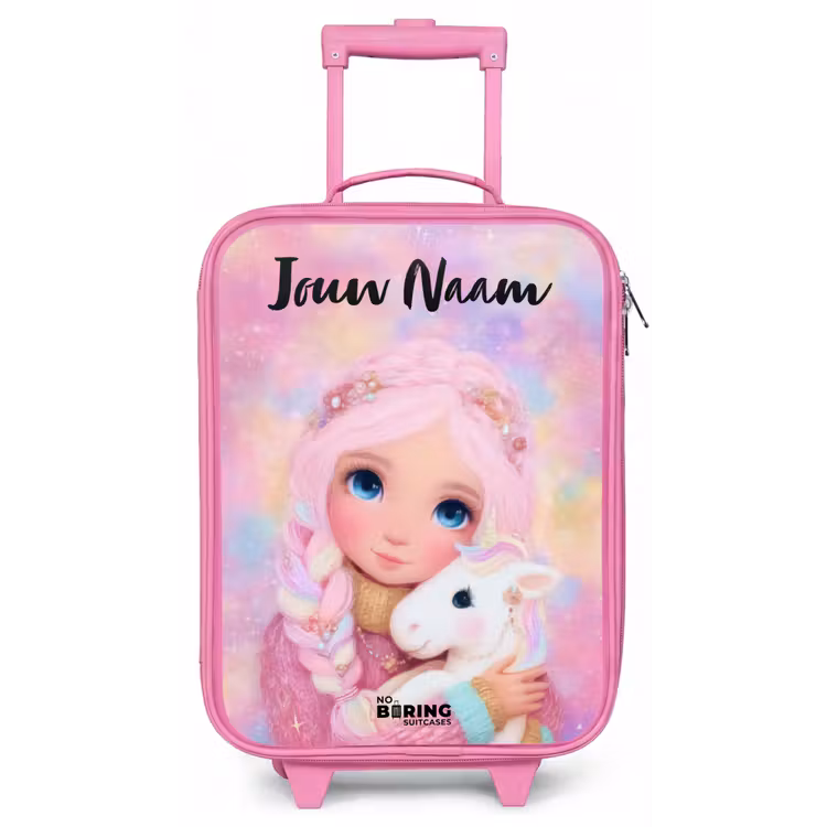 Kinderkoffer met naam - Roze - Meisje - Eenhoorn - Roze — 1