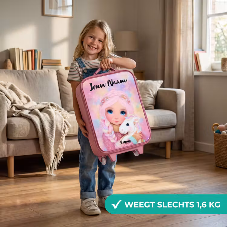 Kinderkoffer met naam - Roze - Meisje - Eenhoorn - Roze — 2