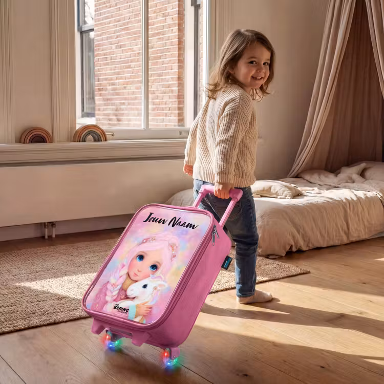 Kinderkoffer met naam - Roze - Meisje - Eenhoorn - Roze — 3