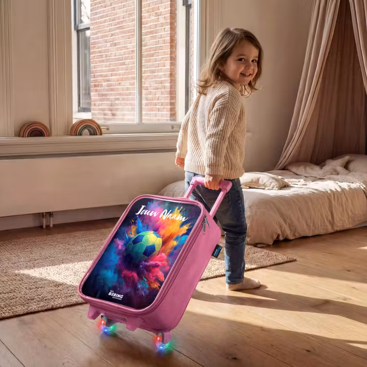 Kinderkoffer met naam - Roze - Neon - Bal - Kleurrijk — 3