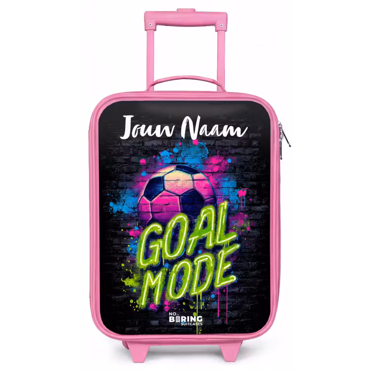Kinderkoffer met naam - Roze - Neon - Graffiti - Voetbal - Kleurrijk — 1