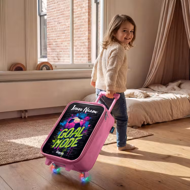 Kinderkoffer met naam - Roze - Neon - Graffiti - Voetbal - Kleurrijk — 3