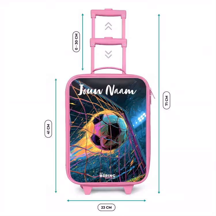 Kinderkoffer met naam - Roze - Neon - Net - Voetbal - Kleurrijk — 5
