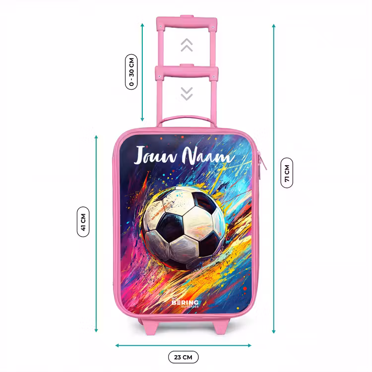 Kinderkoffer met naam - Roze - Neon - Voetbal - Kleurrijk — 5