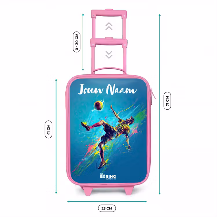 Kinderkoffer met naam - Roze - Neon - Voetbal - Schop - Kleurrijk — 5