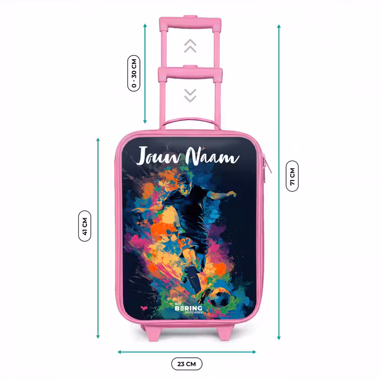 Kinderkoffer met naam - Roze - Neon - Voetballer - Kleurrijk — 5