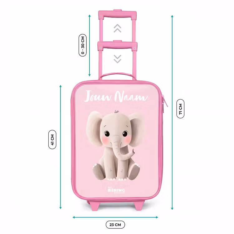 Kinderkoffer met naam - Roze - Olifant - Grijs - Baby - Slurf — 5