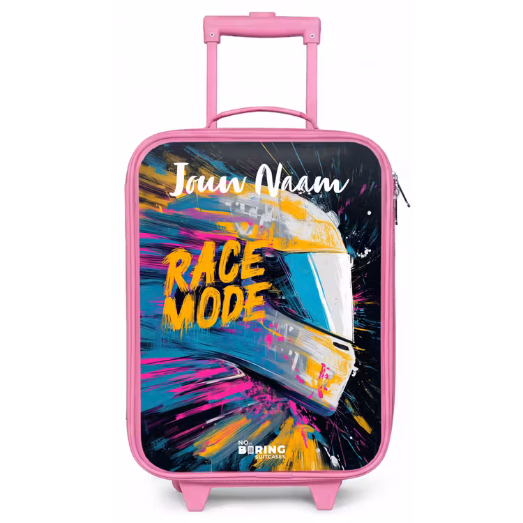Kinderkoffer met naam - Roze - Racehelm - Abstract - Verf - Kleurrijk — 1