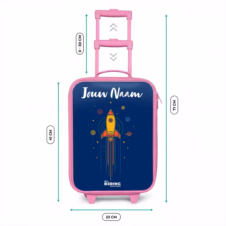 Kinderkoffer met naam - Roze - Raket - Planeten - Sterren — 5
