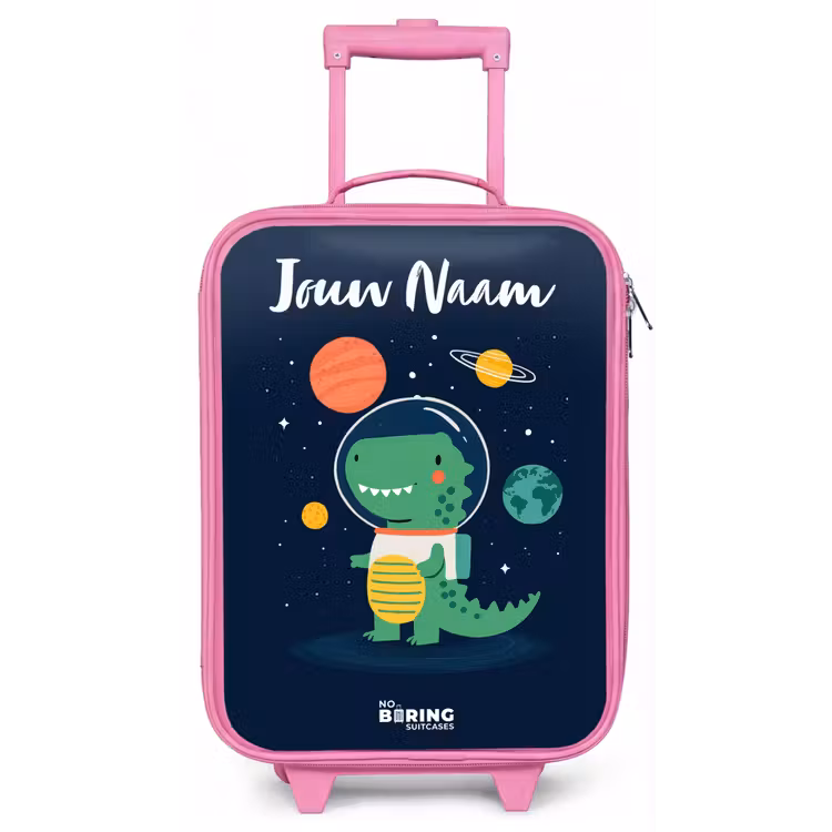 Kinderkoffer met naam - Roze - Ruimte - Dino - Planeten - Sterren — 1