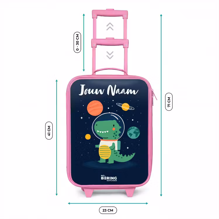 Kinderkoffer met naam - Roze - Ruimte - Dino - Planeten - Sterren — 5